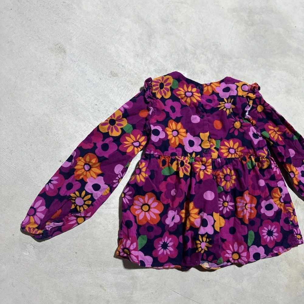 Girl's SZ 8 Gymboree Purple Daisy Floral Corduroy Shirt Long Sleeve Fall Winter